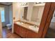 Bathroom with double vanity and shower at 3112 Santee River Rd, Saint Stephen, SC 29479