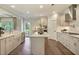 Open concept kitchen with island, white cabinets, and stainless steel appliances at 117 Crosscut Ln, Summerville, SC 29486