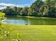 Serene pond view with lush green grass and trees at 205 Congaree River Dr, Summerville, SC 29485