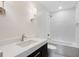 Modern bathroom with subway tile shower and floating vanity at 2281 Portside Way, Charleston, SC 29407