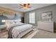 Virtually staged bedroom featuring mountain mural and cozy bedding at 373 Whispering Breeze Ln, Summerville, SC 29486