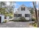 Quaint two-story home with a gravel driveway, white picket fence, and mature trees at 42 Isle Of Hope Rd, Mount Pleasant, SC 29464