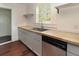 Modern kitchen featuring light gray cabinets, butcher block counters, and stainless steel appliances at 1808 Calvert St, North Charleston, SC 29405