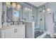 Spa-like bathroom with walk-in shower and floating vanity at 208 Sumter Ave, Summerville, SC 29483