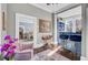 Stylish home bar with blue cabinetry and velvet barstools at 208 Sumter Ave, Summerville, SC 29483