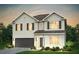 Two-story house with light beige siding, dark brown accents, and a two-car garage at 107 Royal Cainhoy Way, Huger, SC 29450