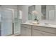 Modern bathroom with double vanity and a large shower at 5540 Dalmore Dr, Ravenel, SC 29470
