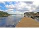 Wooden dock extending into the calm river waters at 109 Peninsula Dr, Hollywood, SC 29470