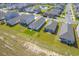 Aerial view of houses and a large open field at 120 Clear Tide Dr, Summerville, SC 29486