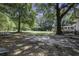 Large backyard with mature trees and shed at 114 Farrell St, Moncks Corner, SC 29461