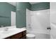 Bathroom with single vanity, bathtub and neutral tile at 261 Old Carolina Dr, Goose Creek, SC 29445