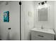 Clean bathroom, featuring white vanity with marble countertop and mirror at 195 Pine Shadow Dr, Goose Creek, SC 29445