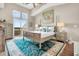 Main bedroom with a king-size bed, teal rug, and water views at 2111 Tides End Rd, Charleston, SC 29412