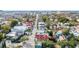 Aerial view of a city neighborhood featuring tree-lined streets and colorful homes at 132 Spring St, Charleston, SC 29403