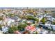 Aerial view of a charming neighborhood with colorful houses at 132 Spring St, Charleston, SC 29403