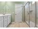 Clean bathroom with double vanity, a large shower, and neutral decor at 153 Belfort Pl, Summerville, SC 29486
