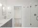 Modern bathroom with double vanity and shower at 1579 E Ashley Ave, Folly Beach, SC 29439