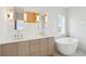 Modern bathroom with double vanity and freestanding tub at 1579 E Ashley Ave, Folly Beach, SC 29439