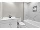 Clean bathroom with white vanity, marble tile shower, and bathtub at 2208 Bailey Dr, North Charleston, SC 29405