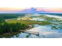 Aerial view of community with marsh views and sunset at 3913 Delinger Dr, Mount Pleasant, SC 29466