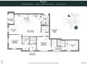 Two-bedroom floor plan; 1622 sq ft, with balcony and two and a half baths at 609 King St # 440, Charleston, SC 29403