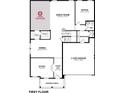 First floor plan with an open concept layout, including kitchen, great room, and study at 5000 Winding Grove Ln, Moncks Corner, SC 29461
