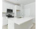 White kitchen island with sink and stainless steel appliances at 105 Equestrian Ct, Summerville, SC 29486