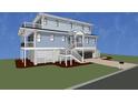3 story light blue home with detached garage and deck at 7002 Ladson Jackson Ln, James Island, SC 29412