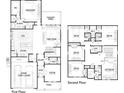 Two-story home floor plan, showcasing main living areas and bedrooms at 517 Rendezvous Way, Huger, SC 29450