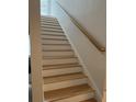 Clean, simple wooden staircase with white risers at 86 Watershed Ct, Walterboro, SC 29488