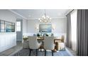 Bright dining room with rectangular table and elegant chandelier at 1668 Siloh Dr # 470, Mount Pleasant, SC 29466