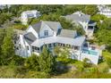 Aerial view of a home with a pool and large backyard at 228 Haddrell St, Mount Pleasant, SC 29464