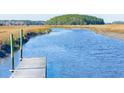 Private wooden dock extending into calm waters at 1713 Vireo Ct, Johns Island, SC 29455