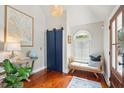 Bright entryway with a blue barn door and a window seat at 933 Mccants Dr, Mount Pleasant, SC 29464