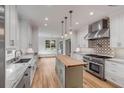 Modern kitchen with stainless steel appliances and island at 517 Royall Ave, Mount Pleasant, SC 29464