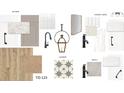 Kitchen and bathroom design board with material samples at 357 Wappoo Trace Ln, Summerville, SC 29486