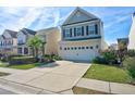 Two-story house with gray siding, white garage door, and well-manicured lawn at 115 Longford Dr, Summerville, SC 29483