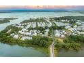 Drone view of a charming coastal neighborhood featuring waterfront properties at 9004 Topwater Ln, Johns Island, SC 29455