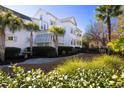 Backyard oasis with a stone pathway, lush greenery, palm trees, and a glimpse of a white house at 1767 Pierce St, Charleston, SC 29492