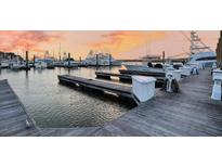 Boats docked at a marina during a sunset with calm water at 1880 Andell Bluff Blvd # D-16, Seabrook Island, SC 29455