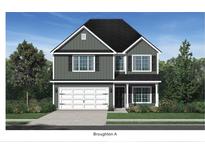 Two-story home with gray siding, white garage door, and black shutters at 221 Old Grove Ave, Moncks Corner, SC 29461