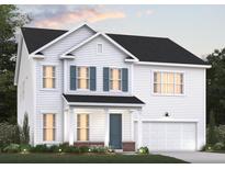 Two story home with white siding, gray shutters, and a two-car garage at 5000 Winding Grove Ln, Moncks Corner, SC 29461