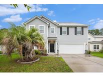 Two-story home with gray siding, palm tree and driveway at 254 Decatur Dr, Summerville, SC 29486