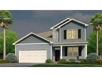 Two-story blue home with attached garage and front porch at 159 Morning View Way, Moncks Corner, SC 29461