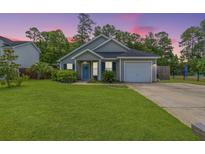 One-story house with gray siding, blue door, and attached garage at 166 Blackstone Dr, Moncks Corner, SC 29461