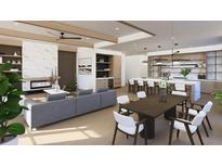 Open concept kitchen and living room with modern design and fireplace at 211 Seven Farms Dr # 201, Charleston, SC 29492