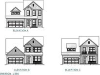 Three exterior elevations of a two story home with various architectural features at 385 Wappoo Trace Ln, Summerville, SC 29486