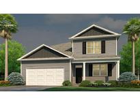 Two-story house with gray siding, white garage door, and landscaping at 183 Morning View Way, Moncks Corner, SC 29461