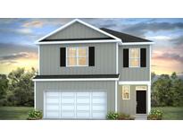 Two-story home with gray siding, white garage door, and black windows at 369 Willows Crescent Dr, Moncks Corner, SC 29461
