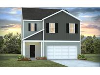 Two-story home with gray and green siding, and a two-car garage at 357 Willows Crescent Dr, Moncks Corner, SC 29461